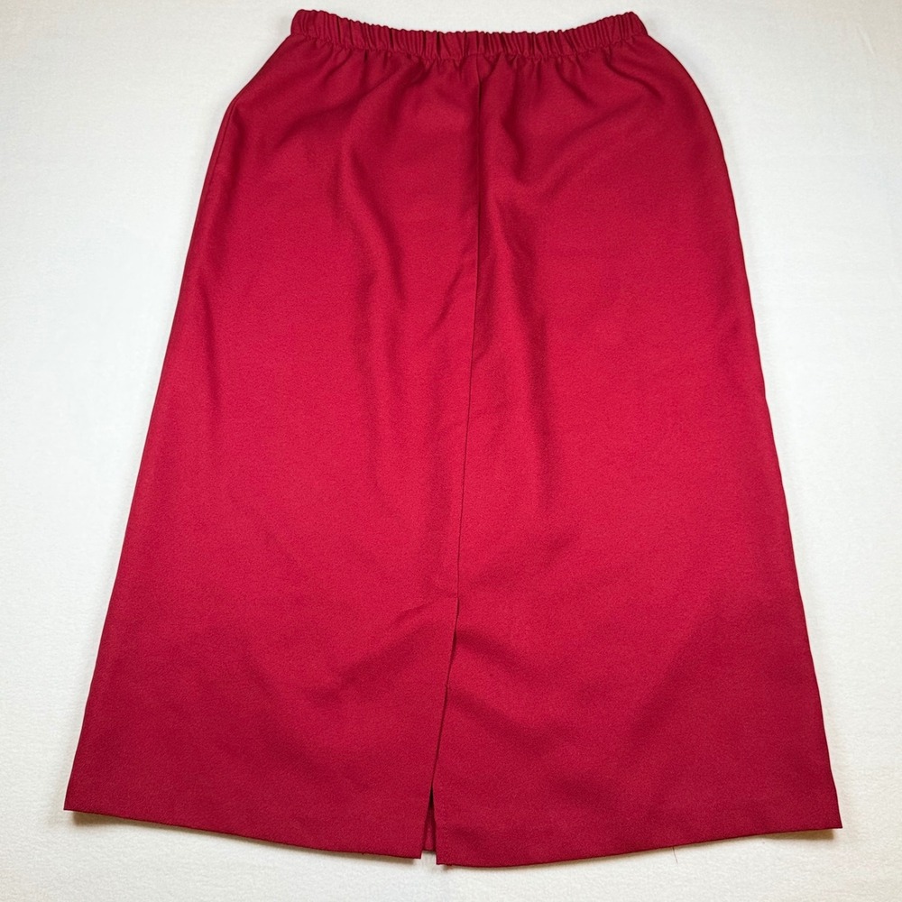Vintage Red Elastic Waist Midi Pencil Skirt Size 16W Made in USA 55866L - Picture 5 of 7